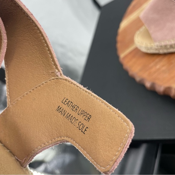 Jutelia Pink suede Leather Espadrilles Wedge 3” sandals sz 8 - Picture 5 of 6